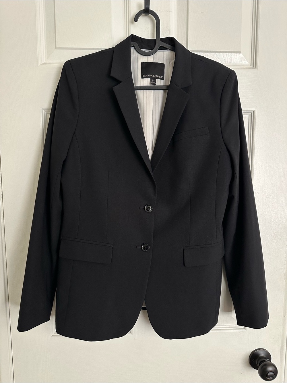 Banana Republic Black Tailored Women's Two Button Wool Blazer Size 10